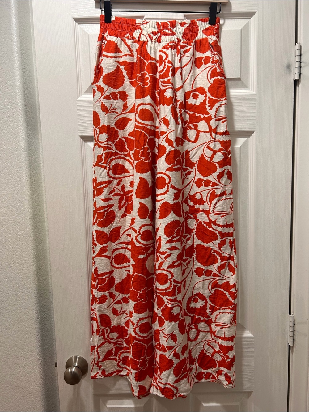 🌺☀️NWT🌺☀️She + Sky Coral Orange Floral Wide Leg Palazzo Pants☀️🌺